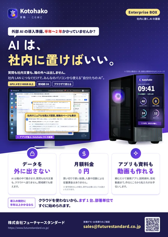 Kotohako Enterprise BOX のチラシ (表面)