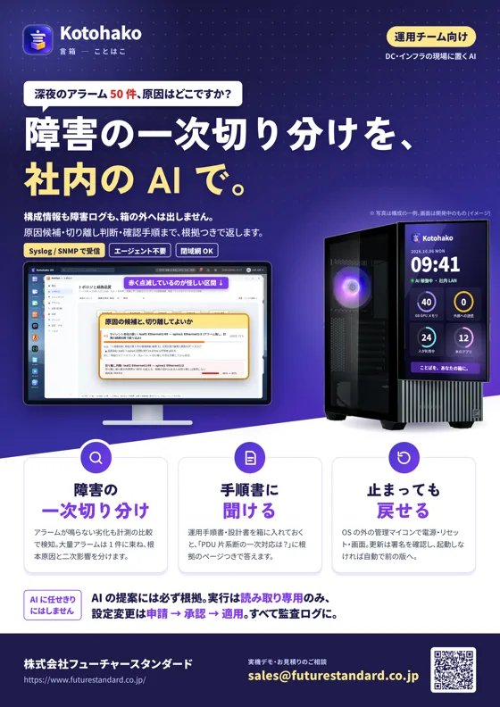 運用チーム向けのチラシ (表面)