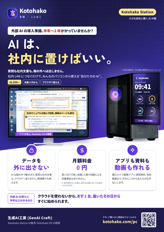 Kotohako Station のチラシ (表面)